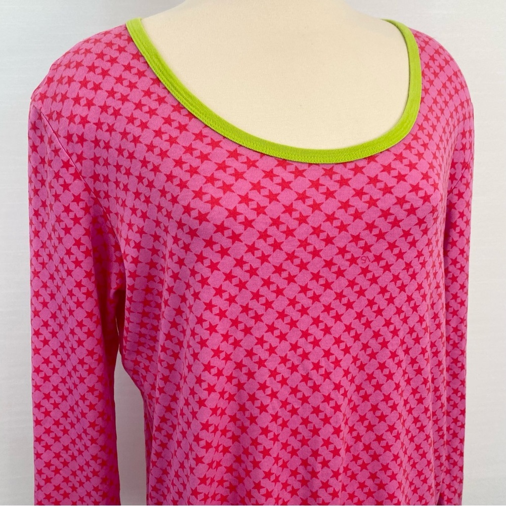 Y2K Victoria’s Secret Pink Green Star Print PJ Sleep Shirt Vintage Pajamas 🔥 - Picture 8 of 8